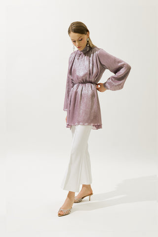 Ruffled Shimmer Tunic Lilac