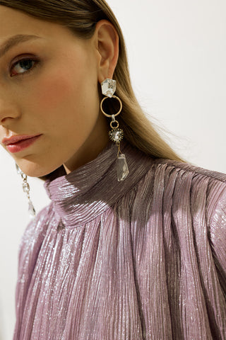 Ruffled Shimmer Tunic Lilac