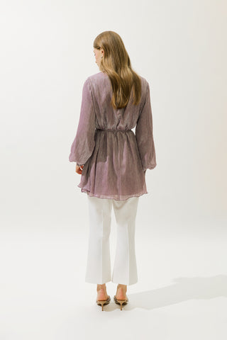 Ruffled Shimmer Tunic Lilac