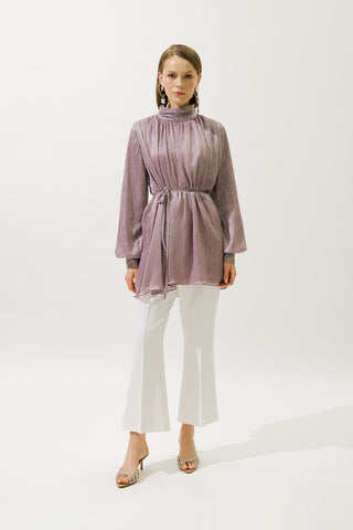 Ruffled Shimmer Tunic Lilac