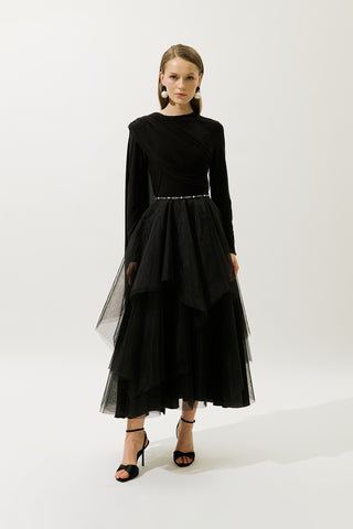 Blouse With Cape Detail Black