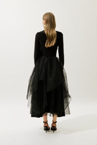 Blouse With Cape Detail Black