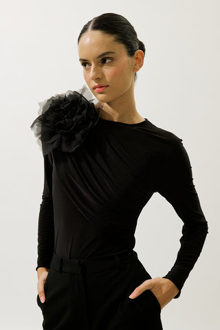 Blouse With Cape Detail Black