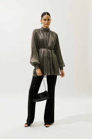 Ruffled Shimmer Tunic Gold