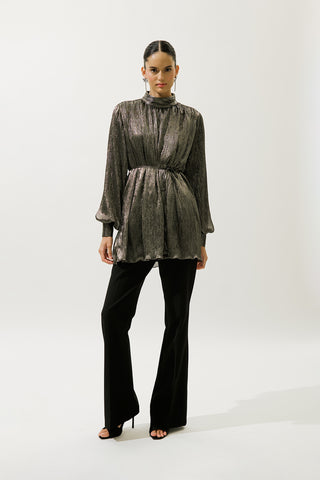 Ruffled Shimmer Tunic Gold