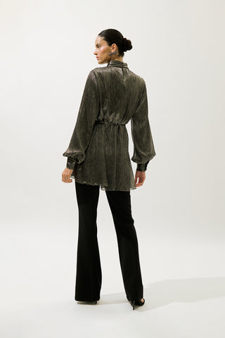 Ruffled Shimmer Tunic Gold