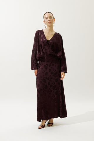 Jacquard Satin Kimono Burgundy