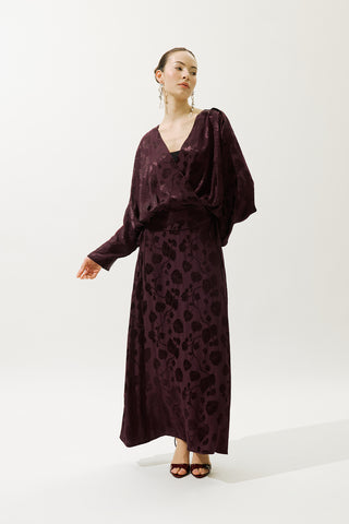 Jacquard Satin Kimono Burgundy