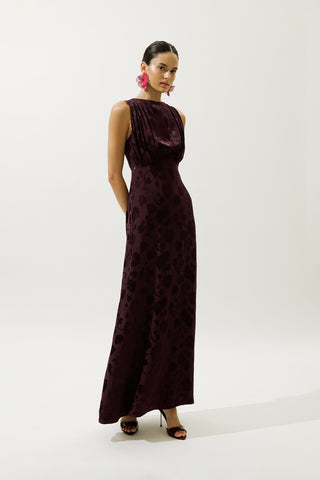 Satin Strap Dress Burgundy