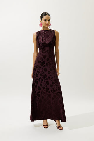 Satin Strap Dress Burgundy