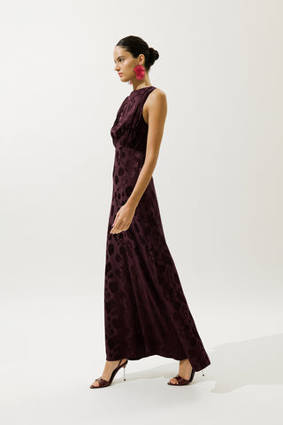 Satin Strap Dress Burgundy