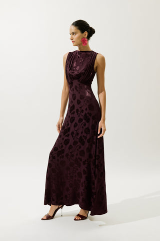 Satin Strap Dress Burgundy