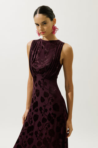 Satin Strap Dress Burgundy