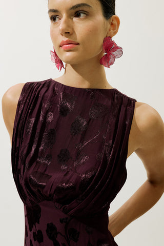 Satin Strap Dress Burgundy