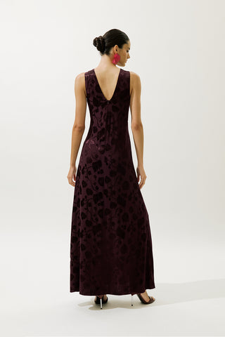 Satin Strap Dress Burgundy