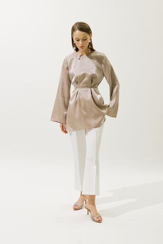 Hana Organze Bluz Vizon
