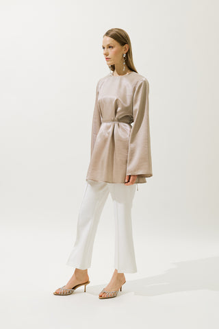 Hana Organze Bluz Vizon