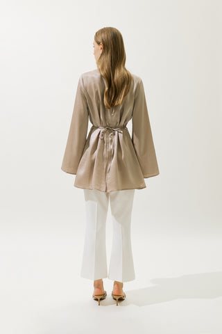 Hana Organze Bluz Vizon