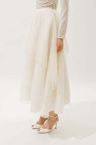 Emilia Tiered Tulle Skirt Beige