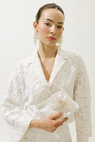 Mini Bag With Floral Detail Ecru