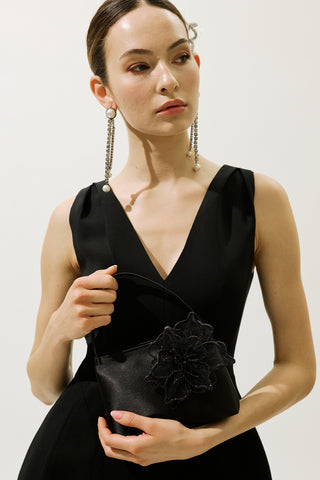 Mini Bag With Floral Detail Black