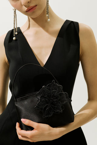 Mini Bag With Floral Detail Black