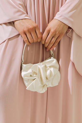 Floral Satin Mini Bag Ecru