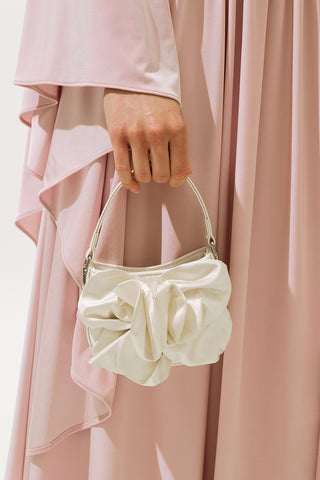 Floral Satin Mini Bag Ecru