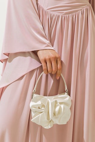 Floral Satin Mini Bag Ecru