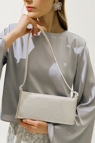 Embellished Baguette Bag Silver