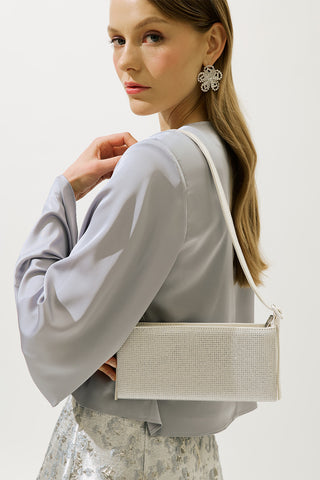 Embellished Baguette Bag Silver
