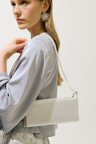 Embellished Baguette Bag Silver