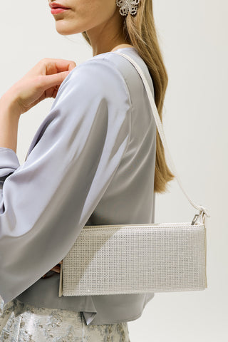 Embellished Baguette Bag Silver