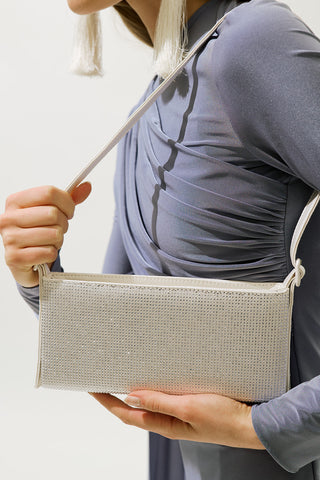 Embellished Baguette Bag Silver