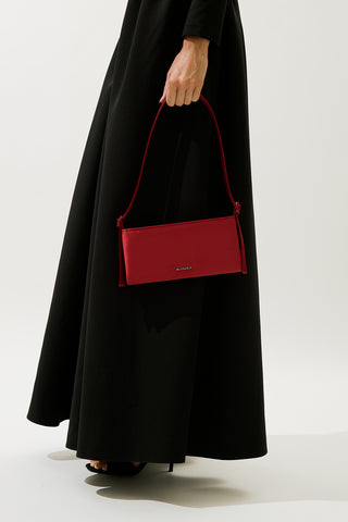 Mini Satin Baguette Bag Burgundy