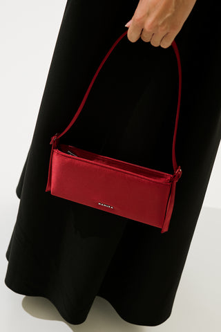 Mini Satin Baguette Bag Burgundy