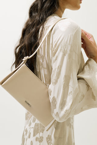 Mini Satin Baguette Bag Gold