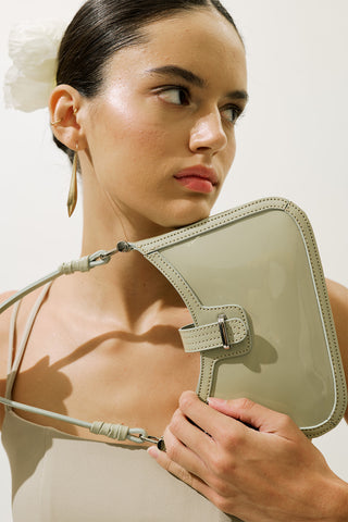 Patent Buckle Shoulder Bag Pistachio