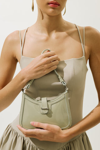 Patent Buckle Shoulder Bag Pistachio