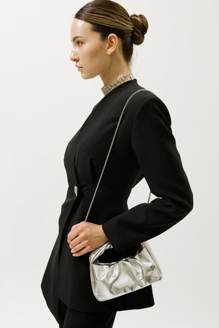 Metallic Finish Clutch Silver