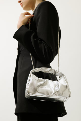 Metallic Finish Clutch Silver