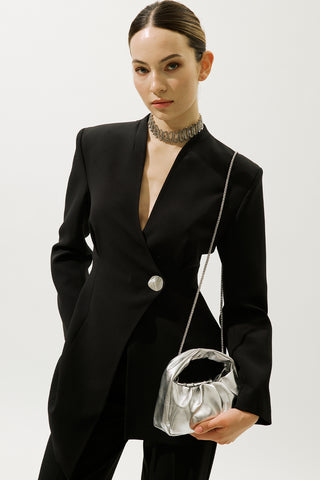 Metallic Finish Clutch Silver