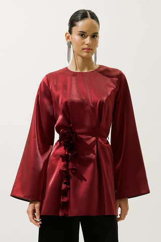 Hana Organza Blouse Burgundy