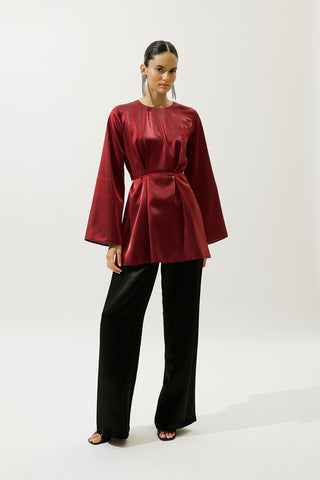 Hana Organza Blouse Burgundy