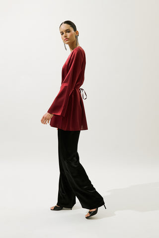 Hana Organza Blouse Burgundy