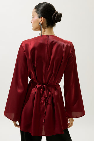 Hana Organza Blouse Burgundy
