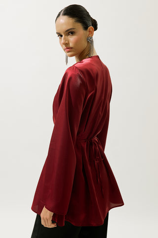 Hana Organza Blouse Burgundy