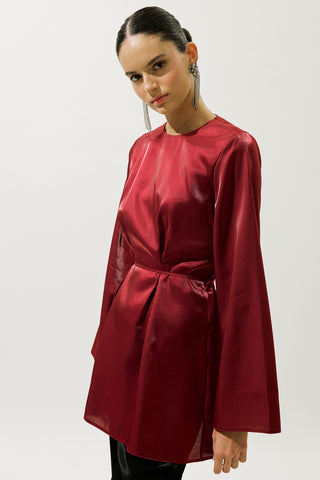 Hana Organza Blouse Burgundy