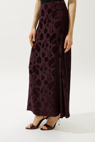 Jacquard Satin Skirt Burgundy