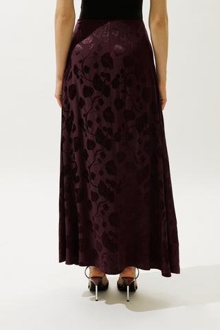 Jacquard Satin Skirt Burgundy